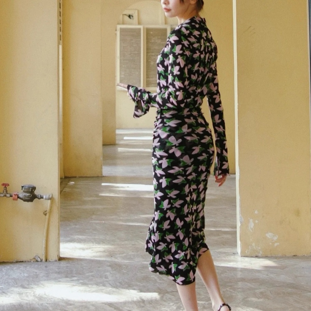 Floral Print Long Sleeve Dress